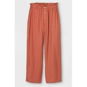 Girls Button-Front Paperbag Straight Pants art class Apricot Orange L NEW